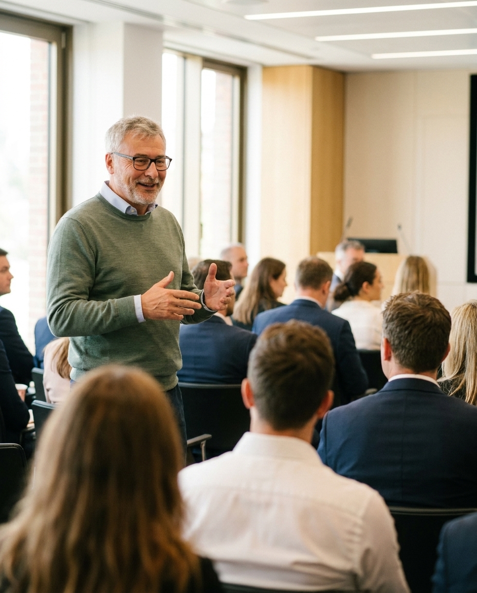 Robin presenting to a team